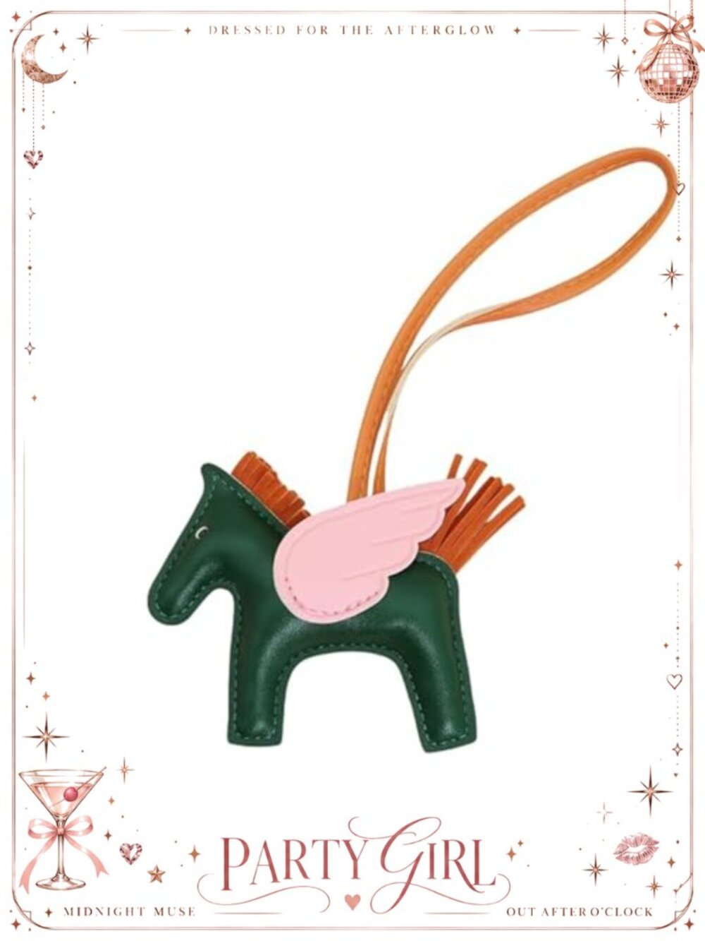 Handmade PU Leather Pony Bag Charm Keychain for Handbags